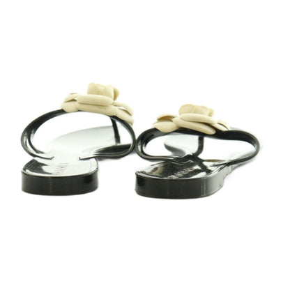 Chanel Camellia Thong Sandals 36 Black — view 5