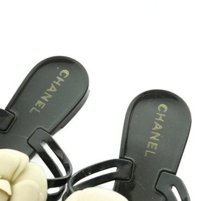 Chanel Camellia Thong Sandals 36 Black — view 4