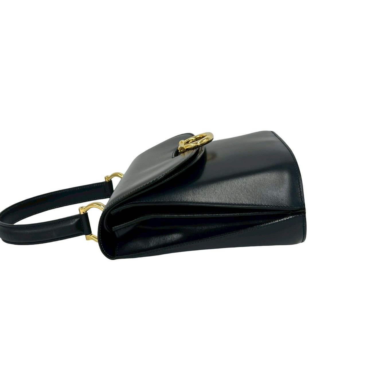 Celine Vintage Logo Gold Leather Handbag Mini Tote Black — view 5