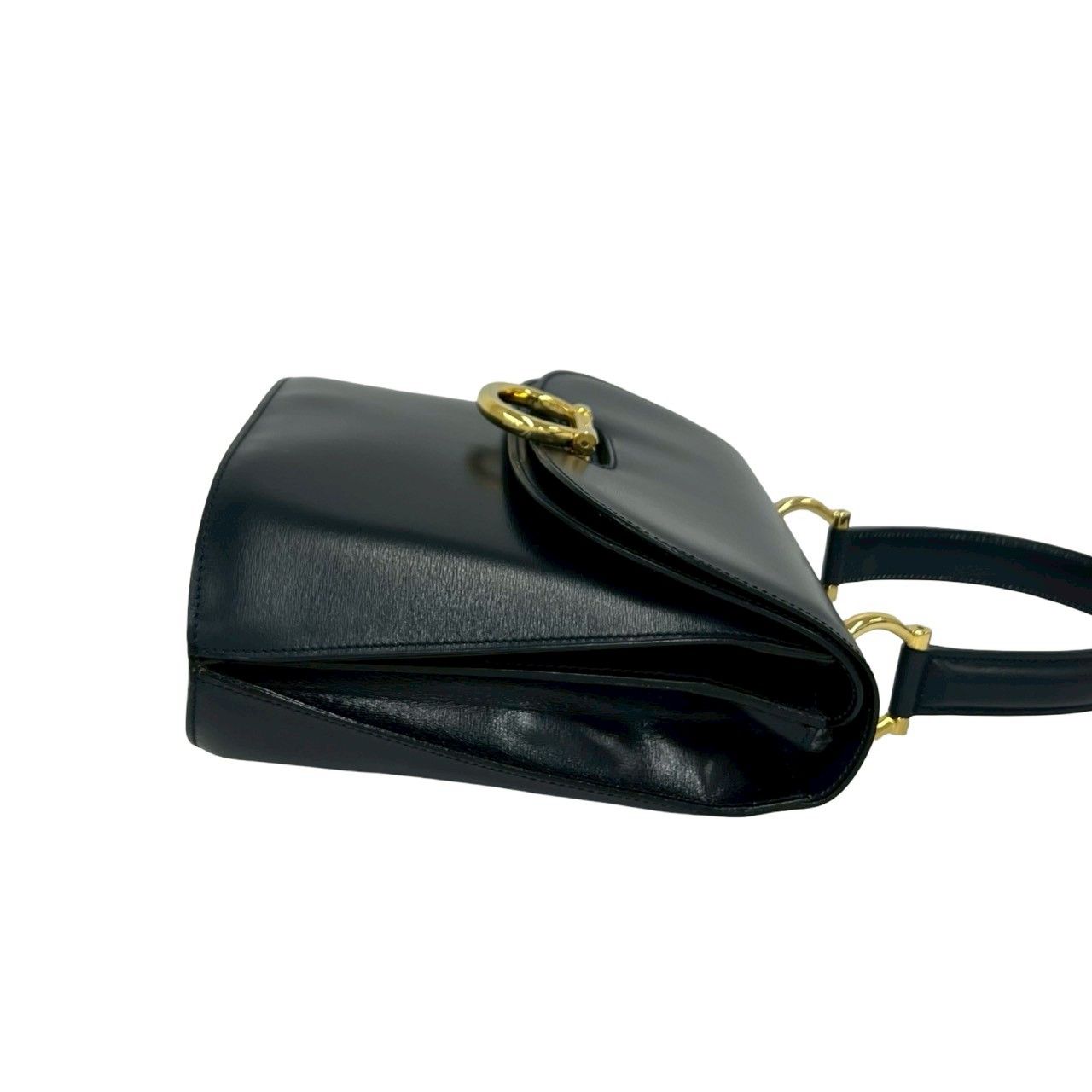 Celine Vintage Logo Gold Leather Handbag Mini Tote Black — view 6