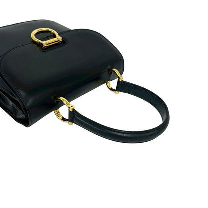Celine Vintage Logo Gold Leather Handbag Mini Tote Black — view 4