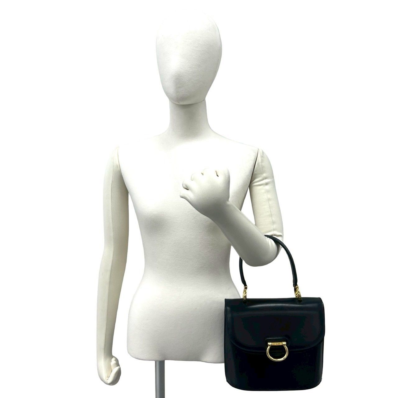 Celine Vintage Logo Gold Leather Handbag Mini Tote Black — view 2