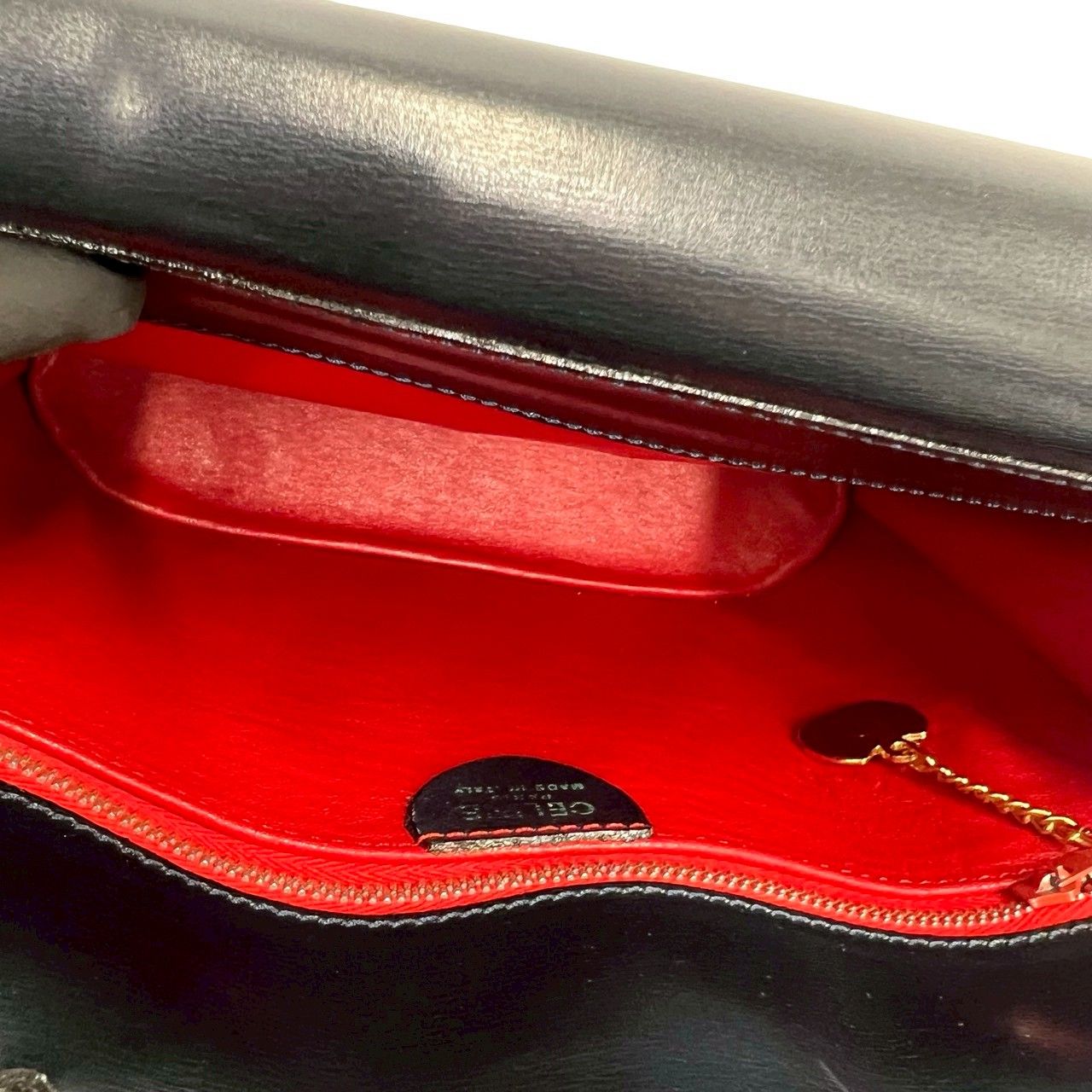 Celine Vintage Logo Gold Leather Handbag Mini Tote Black — view 9