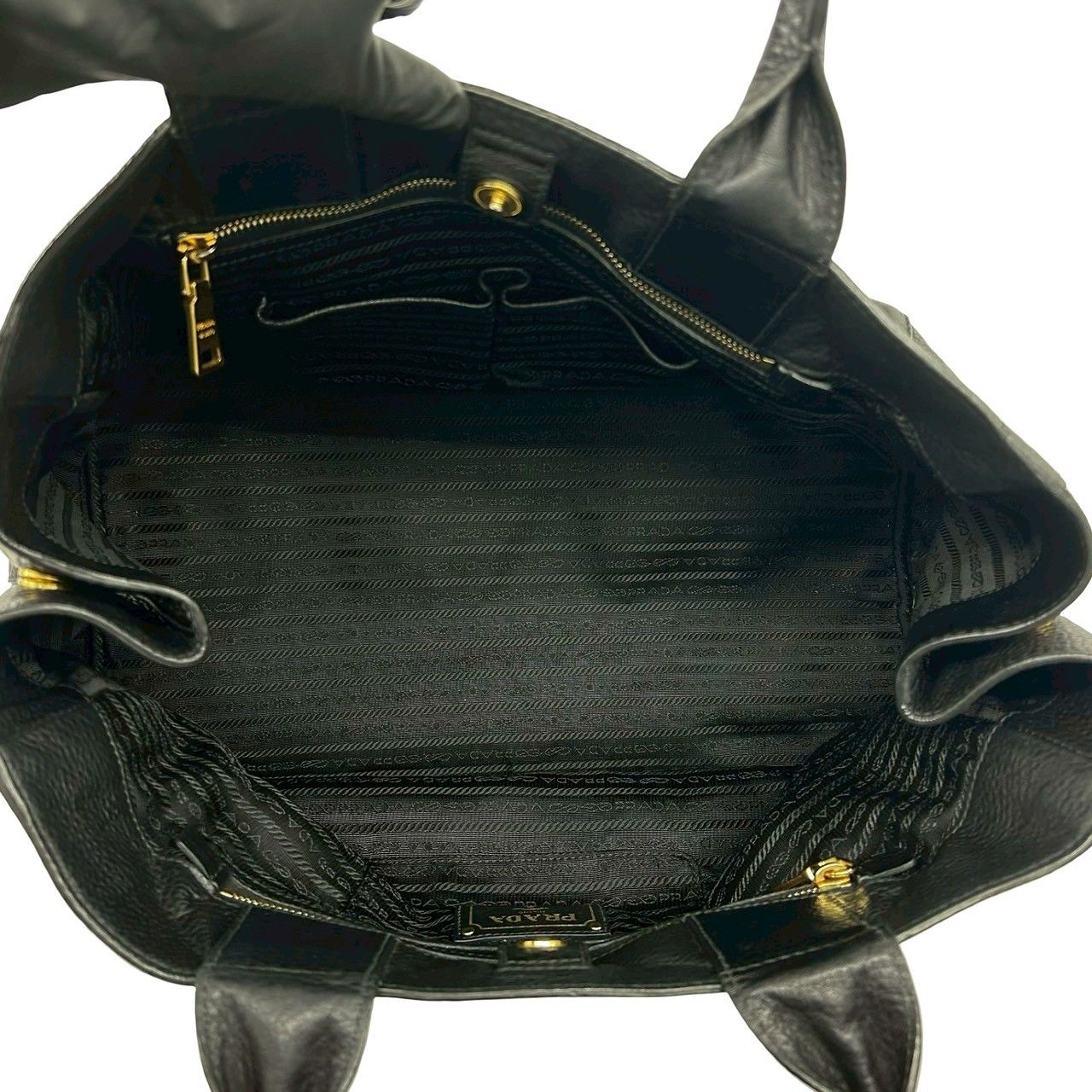 Prada Canapa Leather Boston Bag Tote Black — view 9