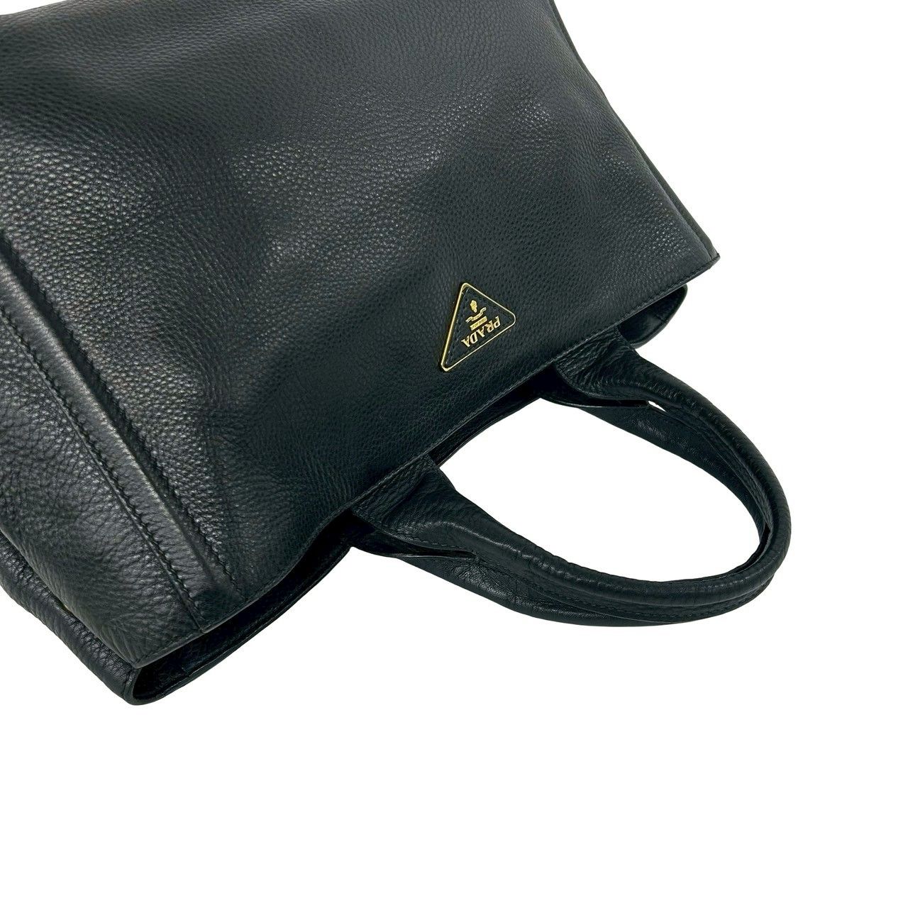 Prada Canapa Leather Boston Bag Tote Black — view 4