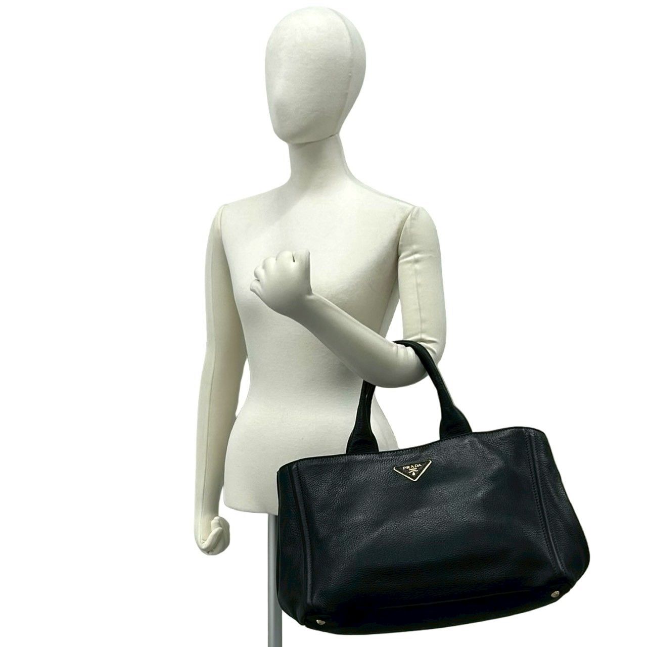 Prada Canapa Leather Boston Bag Tote Black — view 2