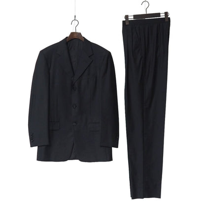Versace Suit 46 Tailored Leather Single Jacket Two Tuck Trousers