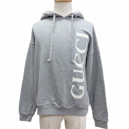 Gucci Cotton 100% Logo Print Pullover Hoodie Gray
