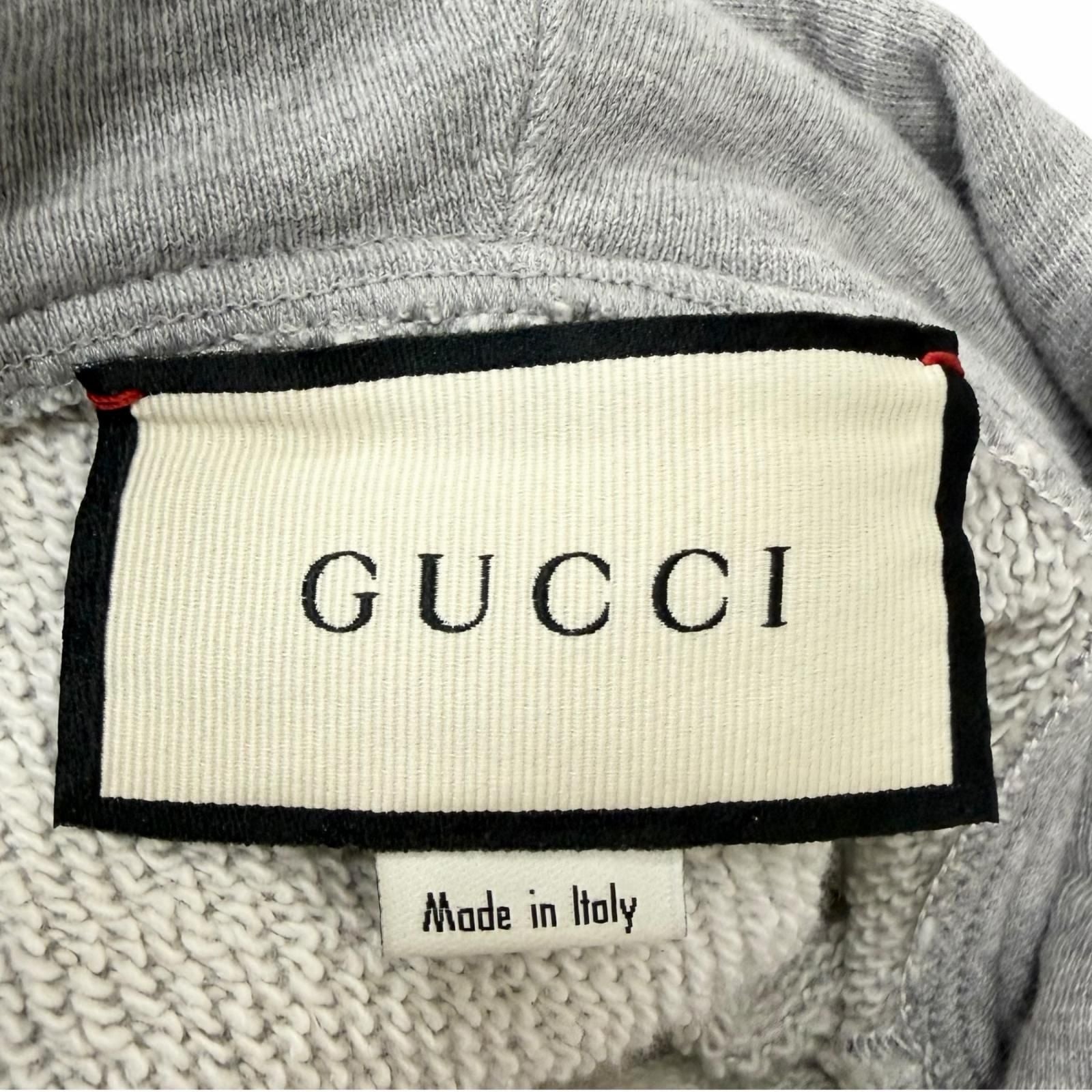 Gucci Cotton 100% Logo Print Pullover Hoodie Gray — view 5