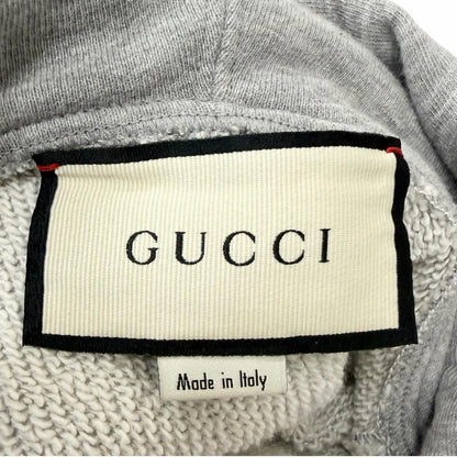 Gucci Cotton 100% Logo Print Pullover Hoodie Gray — view 5