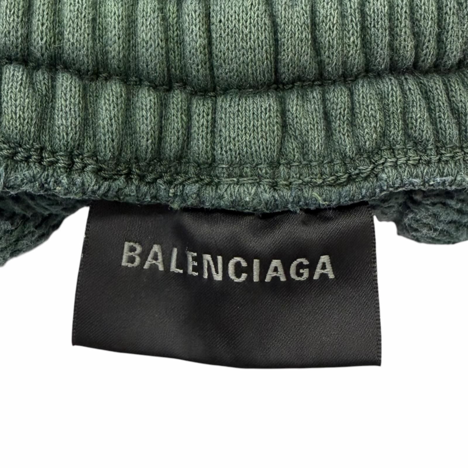 Balenciaga Embroidered Washed Sweatshirt Shorts Green XS — view 6