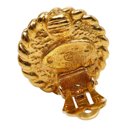 Chanel CC Logo Gripoix Earrings Gold Red Plated Glass — view 5