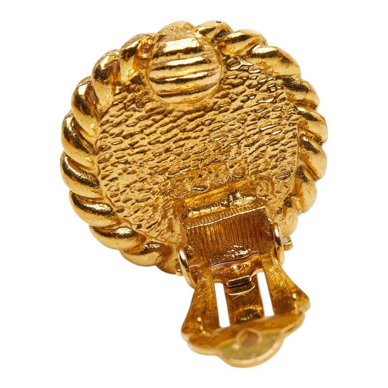 Chanel CC Logo Gripoix Earrings Gold Red Plated Glass — view 4