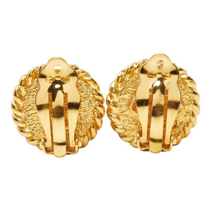 Chanel CC Logo Gripoix Earrings Gold Red Plated Glass — view 3