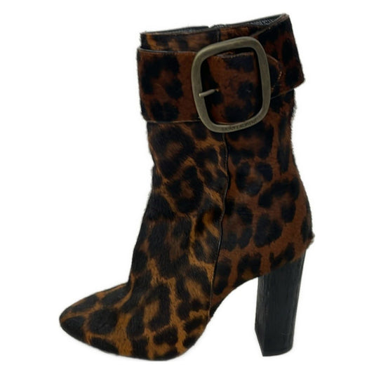Saint Laurent Paris Short Boots 36.5 Brown Black Leopard Print