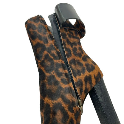 Saint Laurent Paris Short Boots 36.5 Brown Black Leopard Print — view 5