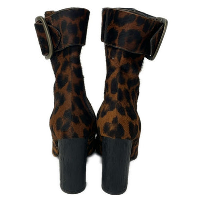 Saint Laurent Paris Short Boots 36.5 Brown Black Leopard Print — view 3
