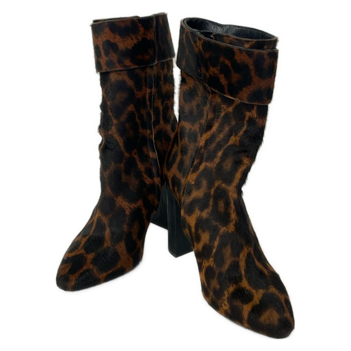 Saint Laurent Paris Short Boots 36.5 Brown Black Leopard Print — view 2