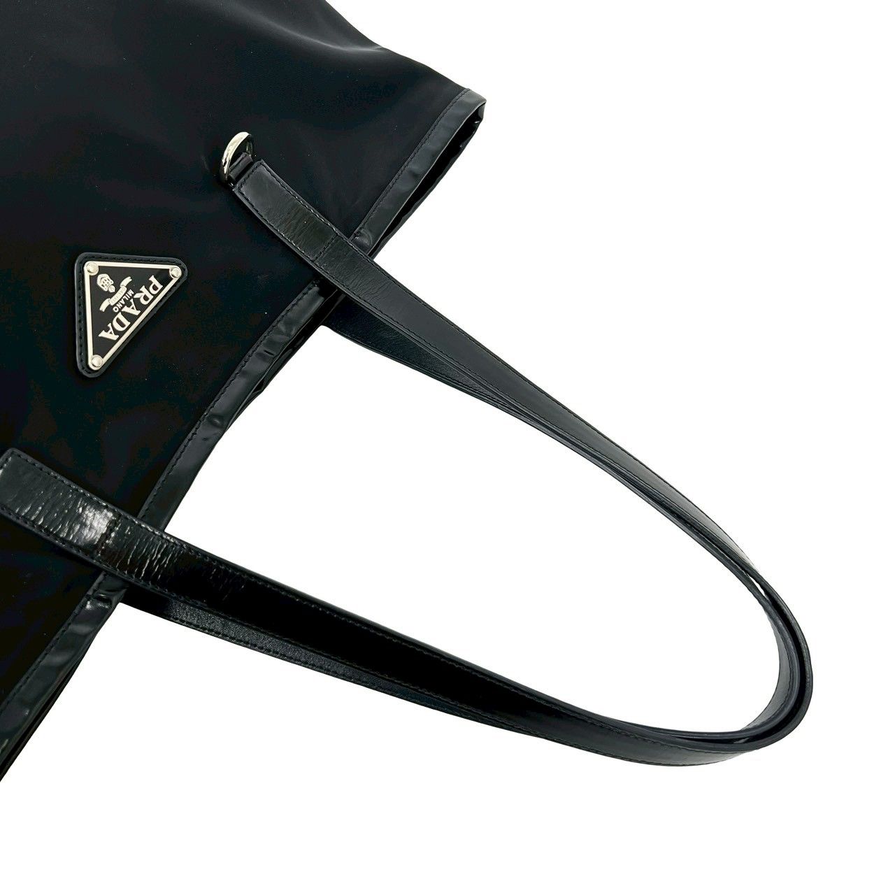 Prada Nylon Leather Tote Business Black — view 4