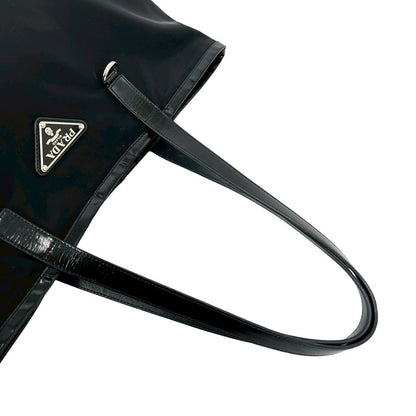 Prada Nylon Leather Tote Business Black — view 4