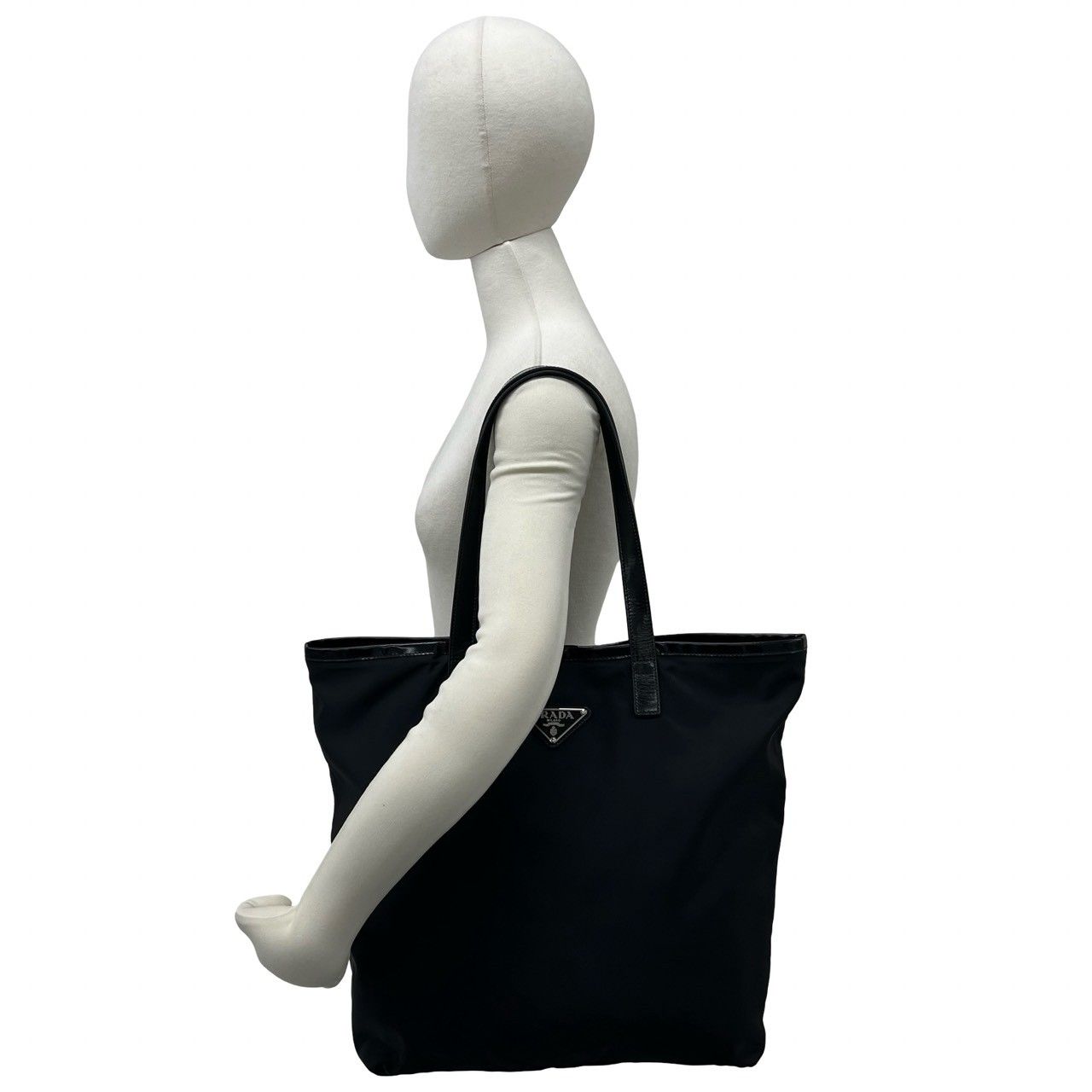Prada Nylon Leather Tote Business Black — view 2
