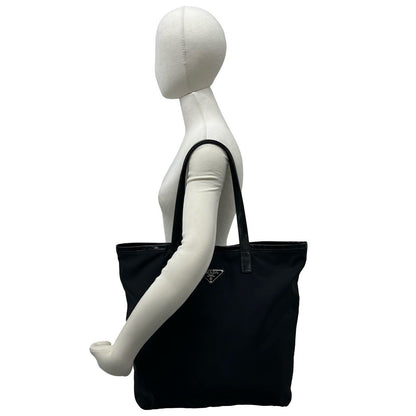 Prada Nylon Leather Tote Business Black — view 2