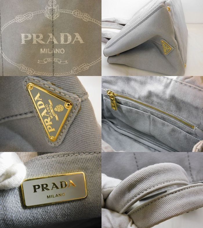 Prada Canapa Nube Handbag Gray Canvas — view 5