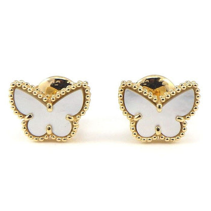 Van Cleef & Arpels Earrings Sweet Alhambra Papillon White Shell 18k Yellow Gold