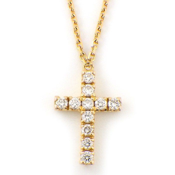 Cartier Necklace Symbol Cross Diamond 18k Yellow Gold