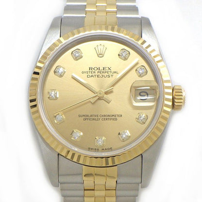 Rolex Watch Datejust Date 10 Point Diamond Index Champagne Gold Dial 18k Yellow