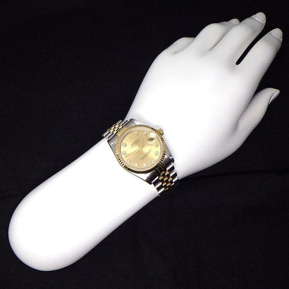 Rolex Watch Datejust Date 10 Point Diamond Index Champagne Gold Dial 18k Yellow — view 8