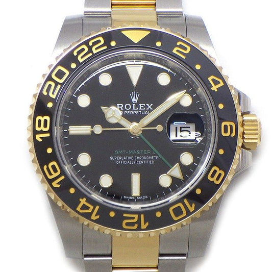 Rolex Watch GMT Master II Roulett Black Dial Date Luminous Hands Index Rotating