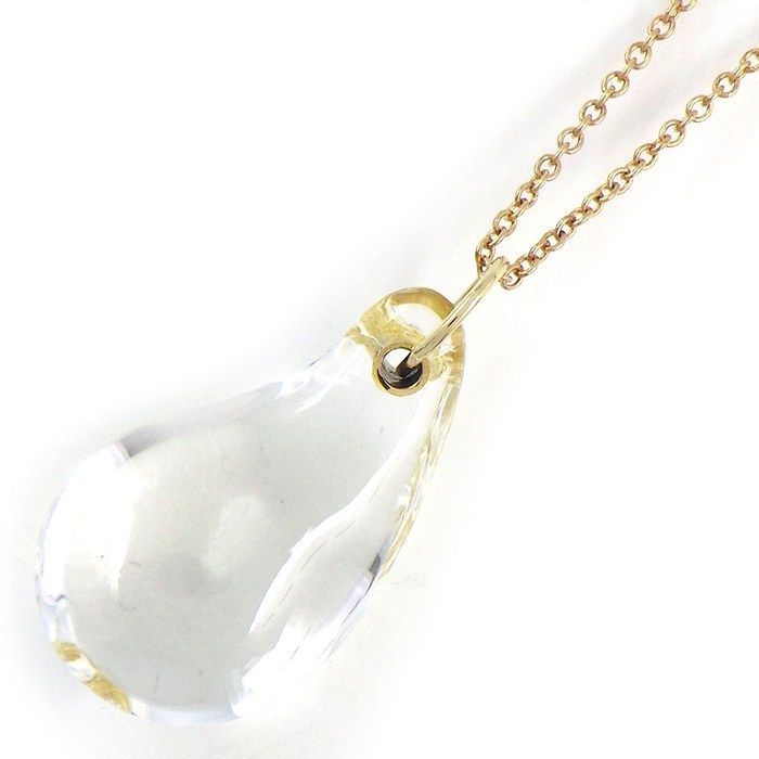 Tiffany & Co Necklace Teardrop Rock Crystal 18k Yellow Gold