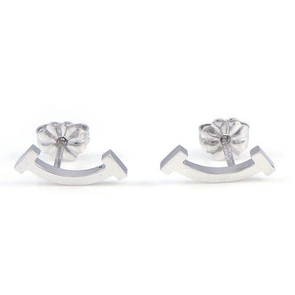 Tiffany & Co Earrings T Smile Mini Micro 18k White Gold