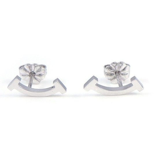 Tiffany & Co Earrings T Smile Mini Micro 18k White Gold