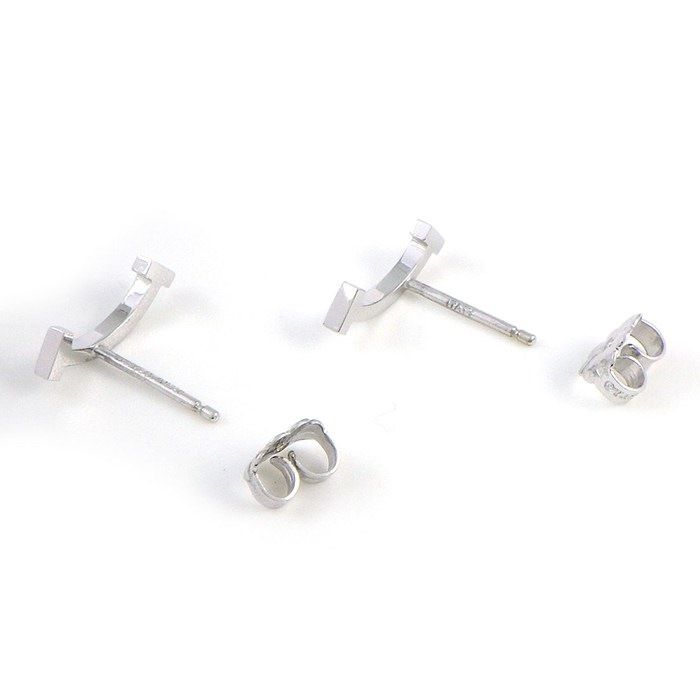 Tiffany & Co Earrings T Smile Mini Micro 18k White Gold — view 2