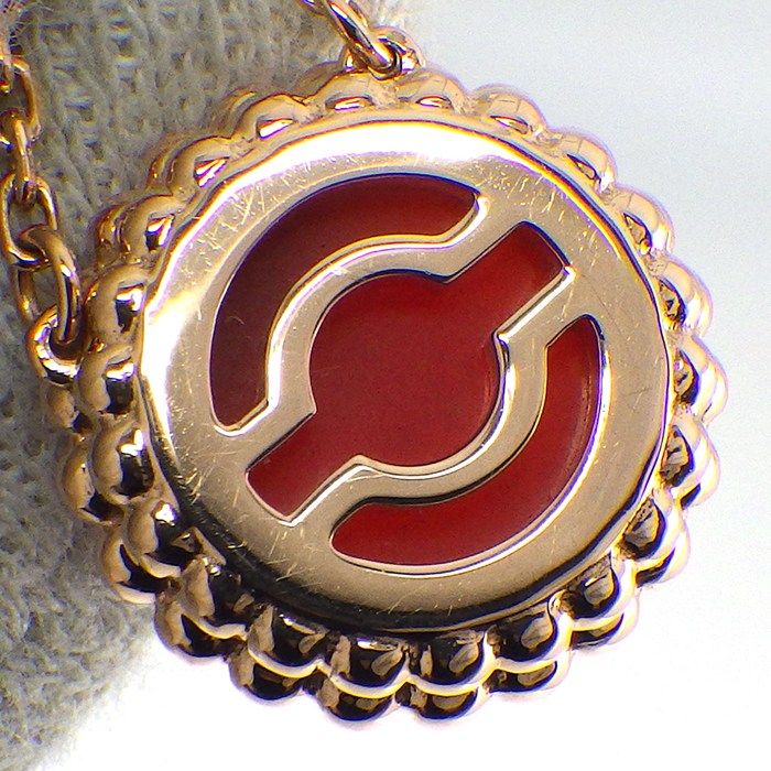 Van Cleef & Arpels Necklace Perlee Couleur Cabochon Cut Carnelian 18k Pink Gold — view 7