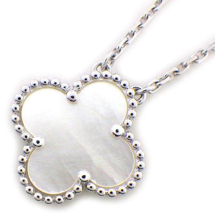 Van Cleef & Arpels Necklace Vintage Alhambra White Shell 18k White Gold