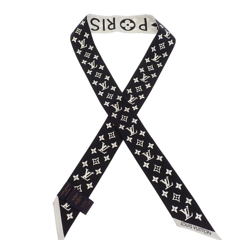 Louis Vuitton Bandeau BB Monogram Infinity Scarf Silk Black Blanc White Monotone — view 6
