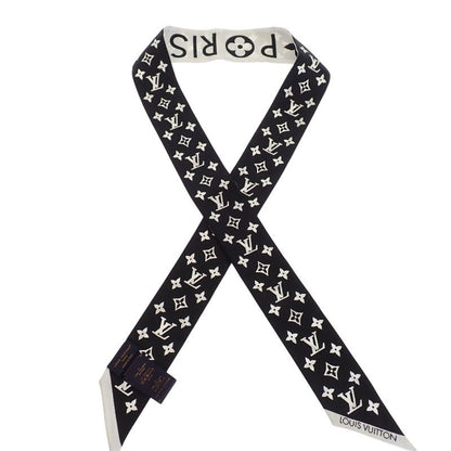 Louis Vuitton Bandeau BB Monogram Infinity Scarf Silk Black Blanc White Monotone