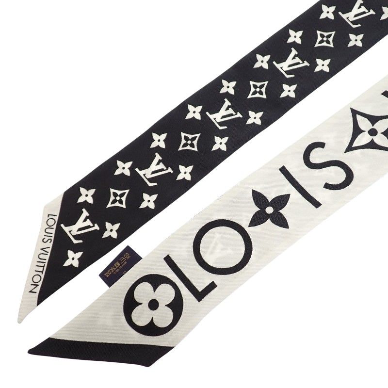 Louis Vuitton Bandeau BB Monogram Infinity Scarf Silk Black Blanc White Monotone — view 4