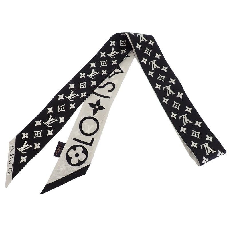 Louis Vuitton Bandeau BB Monogram Infinity Scarf Silk Black Blanc White Monotone — view 2