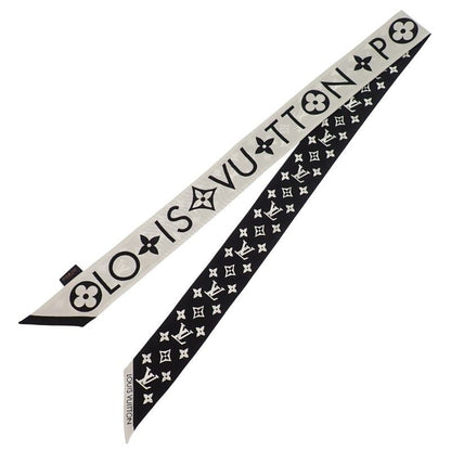 Louis Vuitton Bandeau BB Monogram Infinity Scarf Silk Black Blanc White Monotone — view 3