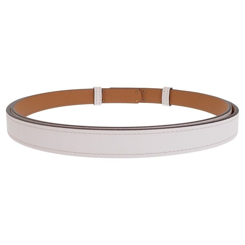 Hermes Kelly 18 Slim Belt Veau Epsom White Pink Gold SA — view 4