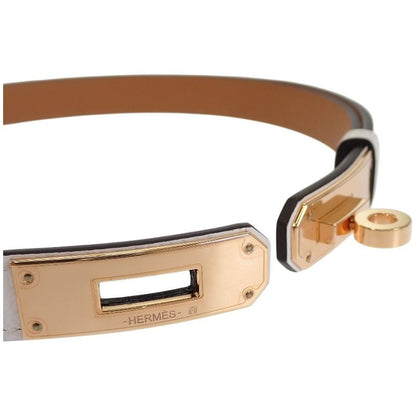 Hermes Kelly 18 Slim Belt Veau Epsom White Pink Gold SA — view 8