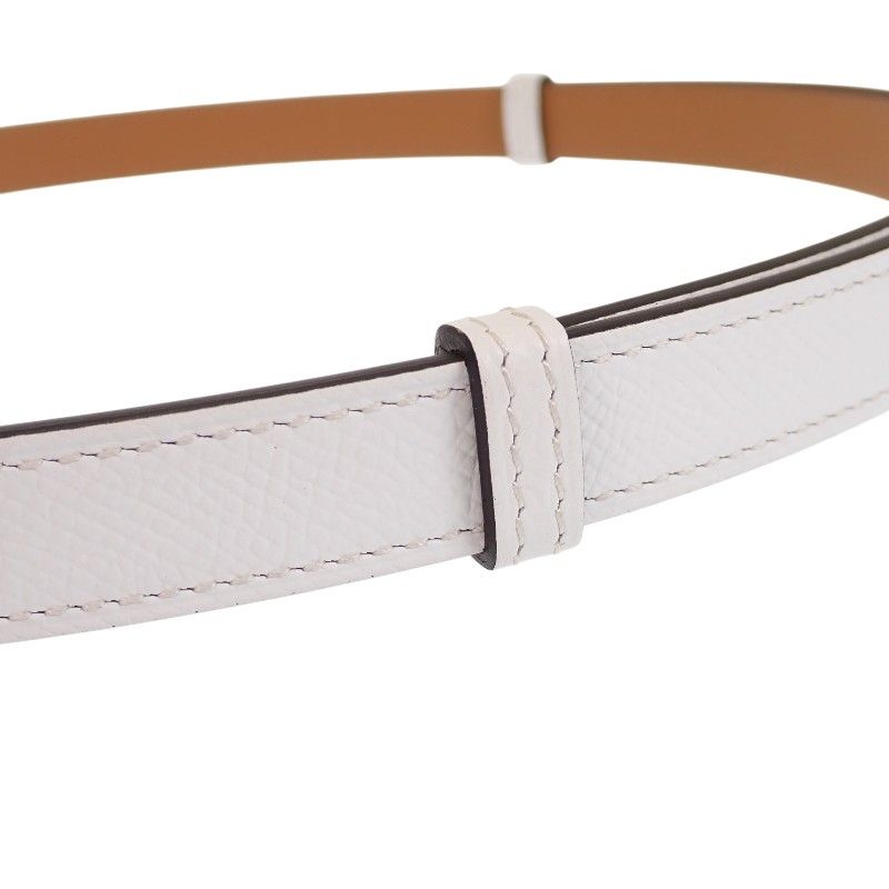 Hermes Kelly 18 Slim Belt Veau Epsom White Pink Gold SA — view 9