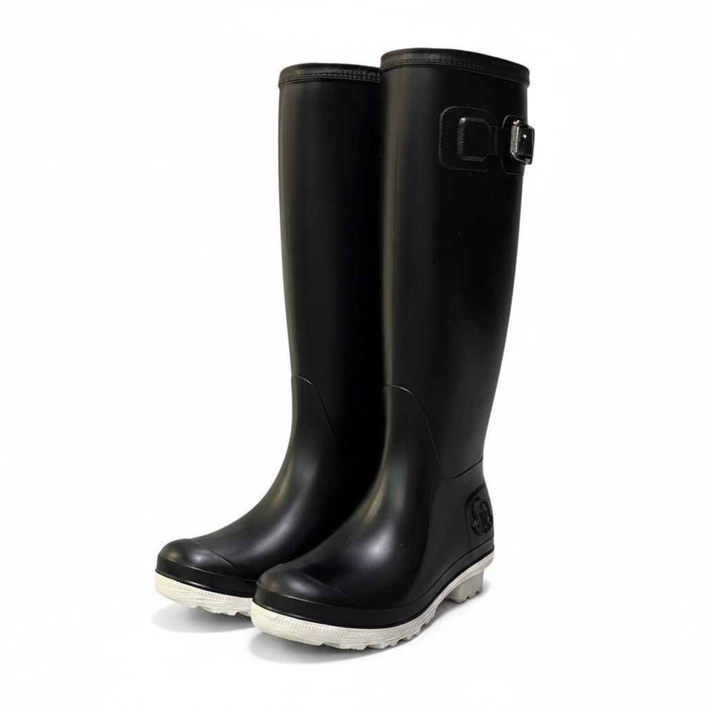 Moncler Belted Embossed Logo Rain Shoes Boots 36 Black White