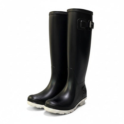 Moncler Belted Embossed Logo Rain Shoes Boots 36 Black White