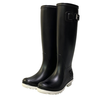 Moncler Belted Embossed Logo Rain Shoes Boots 36 Black White — view 2