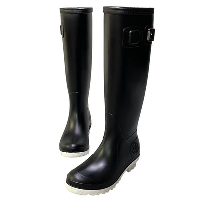 Moncler Belted Embossed Logo Rain Shoes Boots 36 Black White — view 5